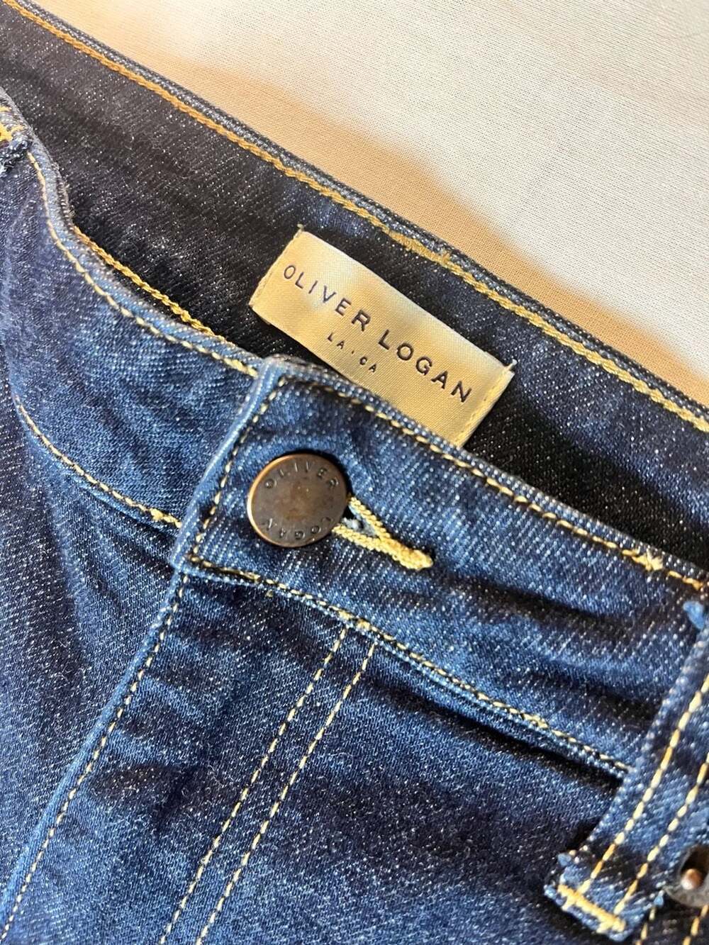 Oliver Logan Dark Wash Denim High Rise Cropped Raw Hem Jeans Size 30 - Picture 5 of 7